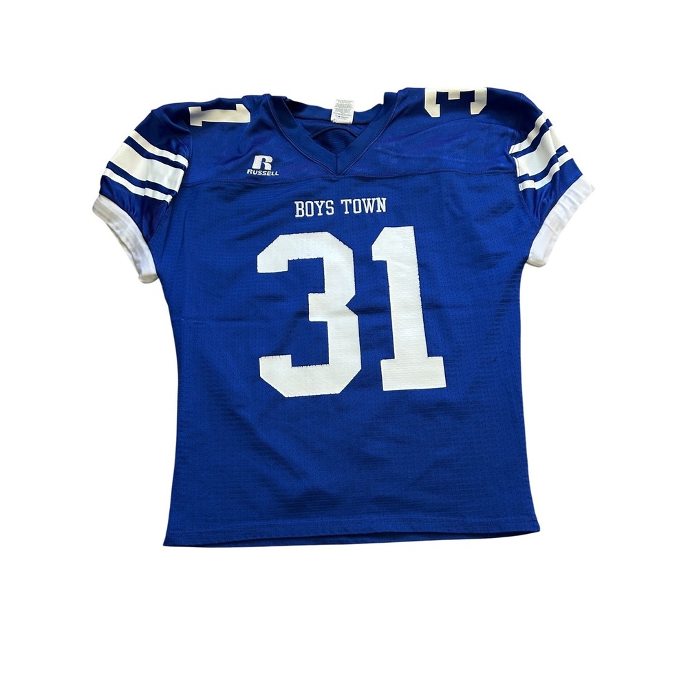 Russell Athletic Football Jersey Boys Town 31 Large Blue Excellent Mesh Shirt‎
